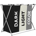 Market - Spalare si intretinere rufe - Uscatoare de rufe si accesorii - Cos de rufe cu 3 compartimente, cadru aluminiu, 60x40x68cm, 146 litri - Infinity.ro