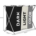 Market - Spalare si intretinere rufe - Uscatoare de rufe si accesorii - Cos de rufe cu 3 compartimente, cadru aluminiu, 60x40x68cm, 146 litri - Infinity.ro