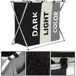 Market - Spalare si intretinere rufe - Uscatoare de rufe si accesorii - Cos de rufe cu 3 compartimente, cadru aluminiu, 60x40x68cm, 146 litri - Infinity.ro