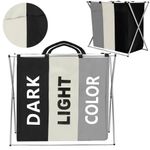 Market - Spalare si intretinere rufe - Uscatoare de rufe si accesorii - Cos de rufe cu 3 compartimente, cadru aluminiu, 60x40x68cm, 146 litri - Infinity.ro