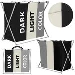 Market - Spalare si intretinere rufe - Uscatoare de rufe si accesorii - Cos de rufe cu 3 compartimente, cadru aluminiu, 60x40x68cm, 146 litri - Infinity.ro