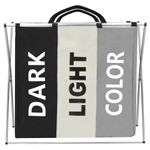 Market - Spalare si intretinere rufe - Uscatoare de rufe si accesorii - Cos de rufe cu 3 compartimente, cadru aluminiu, 60x40x68cm, 146 litri - Infinity.ro