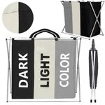 Market - Spalare si intretinere rufe - Uscatoare de rufe si accesorii - Cos de rufe cu 3 compartimente, cadru aluminiu, 60x40x68cm, 146 litri - Infinity.ro