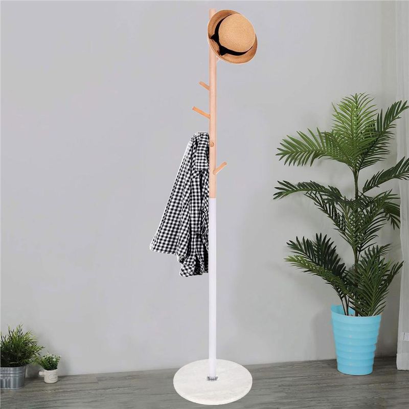 Casa si Gradina - Mobilier - Organizare si depozitare - Cuiere - Cuier tip pom din metal, baza marmura, 6 agatatoare, 172cm, alb si maro - Infinity.ro