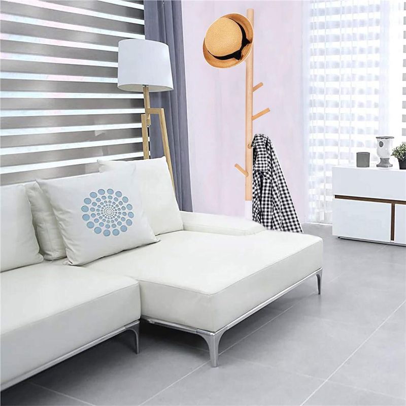 Casa si Gradina - Mobilier - Organizare si depozitare - Cuiere - Cuier tip pom din metal, baza marmura, 6 agatatoare, 172cm, alb si maro - Infinity.ro