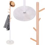 Casa si Gradina - Mobilier - Organizare si depozitare - Cuiere - Cuier tip pom din metal, baza marmura, 6 agatatoare, 172cm, alb si maro - Infinity.ro