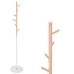 Casa si Gradina - Mobilier - Organizare si depozitare - Cuiere - Cuier tip pom din metal, baza marmura, 6 agatatoare, 172cm, alb si maro - Infinity.ro