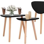 Casa si Gradina - Mobilier - Mese si birouri - Masute de cafea - Set 2 mese de cafea, ovale, 54x45 cm si 41x40 cm, Blat MDF, Picioare lemn, Negru - Infinity.ro
