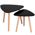 Casa si Gradina - Mobilier - Mese si birouri - Masute de cafea - Set 2 mese de cafea, ovale, 54x45 cm si 41x40 cm, Blat MDF, Picioare lemn, Negru - Infinity.ro