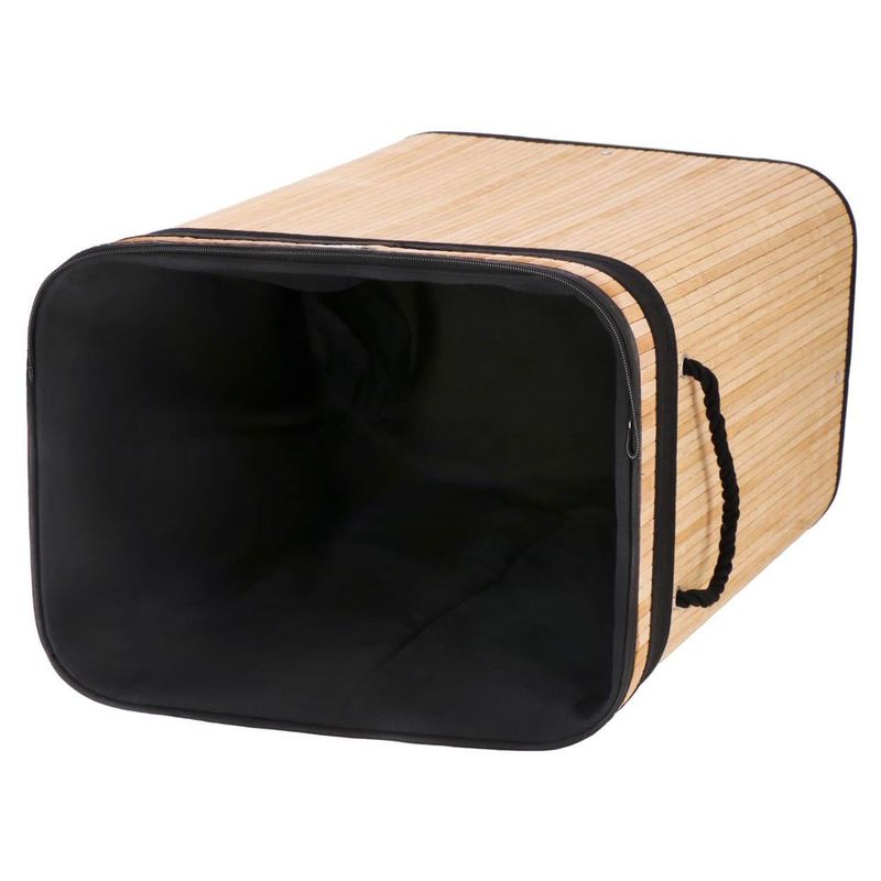 Market - Spalare si intretinere rufe - Uscatoare de rufe si accesorii - Cos de rufe din bambus cu capac, sac detasabil, volum 72L, 42x33x60cm, maro - Infinity.ro