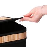 Market - Spalare si intretinere rufe - Uscatoare de rufe si accesorii - Cos de rufe din bambus cu capac, sac detasabil, volum 72L, 42x33x60cm, maro - Infinity.ro