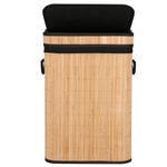 Market - Spalare si intretinere rufe - Uscatoare de rufe si accesorii - Cos de rufe din bambus cu capac, sac detasabil, volum 72L, 42x33x60cm, maro - Infinity.ro