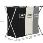 Market - Spalare si intretinere rufe - Uscatoare de rufe si accesorii - Cos de rufe cu 3 compartimente, cadru aluminiu, 68x40x60cm, 146 litri - Infinity.ro