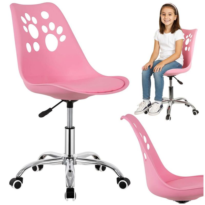 Casa si Gradina - Mobilier - Scaune si fotolii - Scaune - Scaun birou ergonomic, cu sezut din spuma, reglabil pe inaltime, maxim 120 kg, 90x49x48 cm, roz - Infinity.ro
