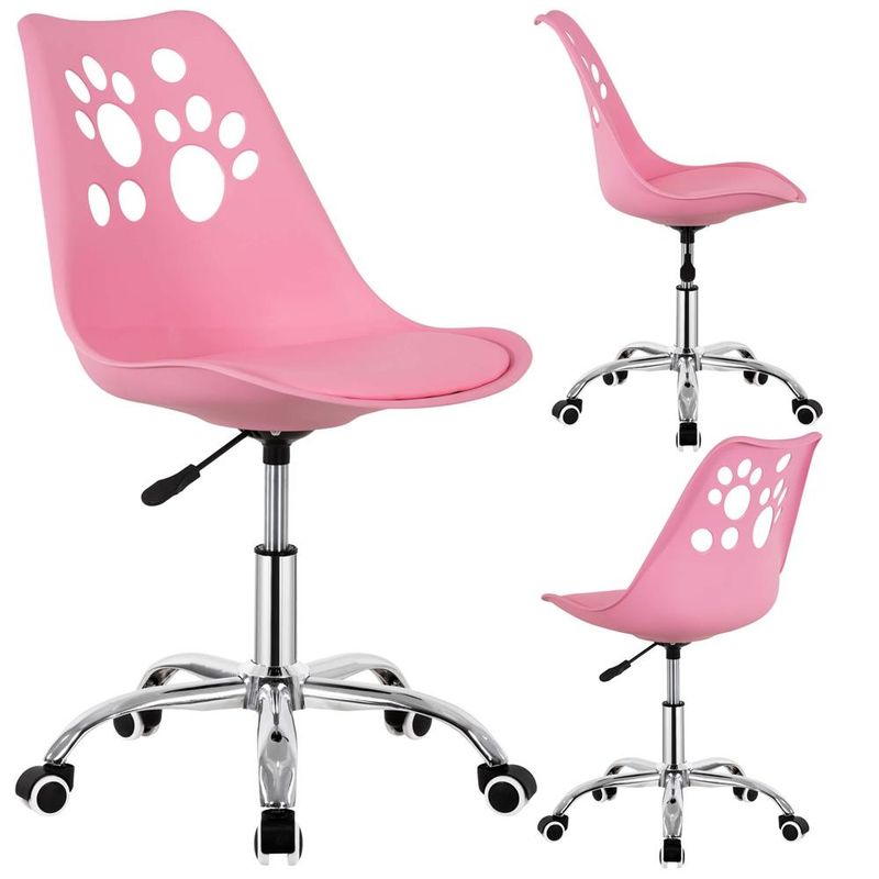 Casa si Gradina - Mobilier - Scaune si fotolii - Scaune - Scaun birou ergonomic, cu sezut din spuma, reglabil pe inaltime, maxim 120 kg, 90x49x48 cm, roz - Infinity.ro
