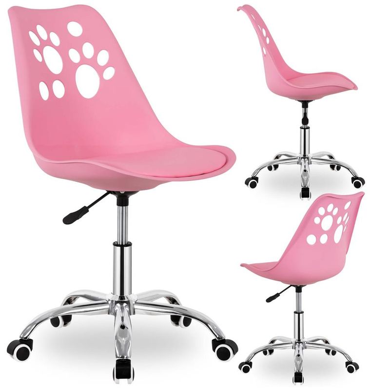 Casa si Gradina - Mobilier - Scaune si fotolii - Scaune - Scaun birou ergonomic, cu sezut din spuma, reglabil pe inaltime, maxim 120 kg, 90x49x48 cm, roz - Infinity.ro