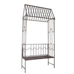Casa si Gradina - Gradina si terasa - Decoratiuni exterior - Arcade - Arcada metalica, pergola, pentru gradina, cu banca, bronz antic, 123x63x252 cm - Infinity.ro