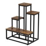 Casa si Gradina - Mobilier - Biblioteci si rafturi - Etajere - Etajera cu 4 rafturi din metal si MDF, 51x34x67 cm, negru si maro - Infinity.ro