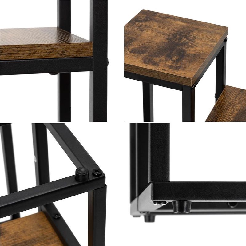 Casa si Gradina - Mobilier - Biblioteci si rafturi - Etajere - Etajera cu 4 rafturi din metal si MDF, 51x34x67 cm, negru si maro - Infinity.ro