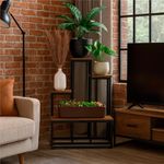 Casa si Gradina - Mobilier - Biblioteci si rafturi - Etajere - Etajera cu 4 rafturi din metal si MDF, 51x34x67 cm, negru si maro - Infinity.ro