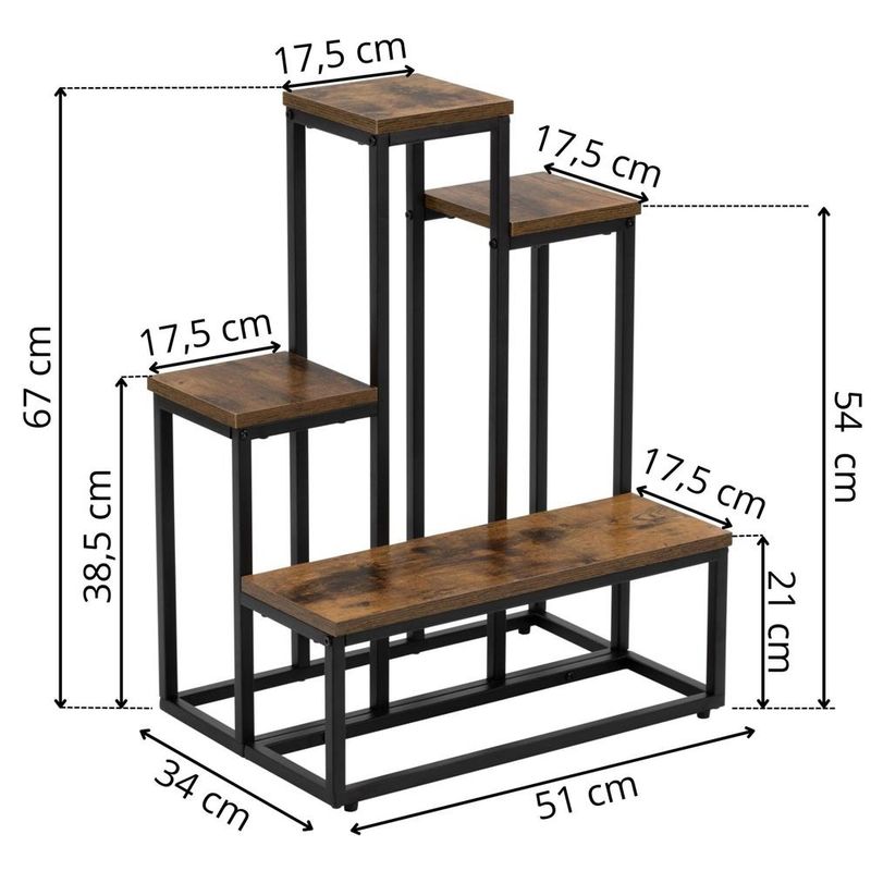 Casa si Gradina - Mobilier - Biblioteci si rafturi - Etajere - Etajera cu 4 rafturi din metal si MDF, 51x34x67 cm, negru si maro - Infinity.ro