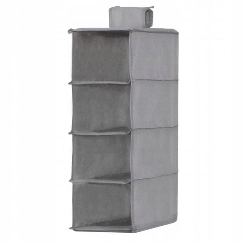 Casa si Gradina - Mobilier - Organizare si depozitare - Organizatoare pentru sertare si dulapuri - Organizator dulap Sersimo, 4 compartimente, textil, 80cm, gri - Infinity.ro