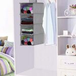 Casa si Gradina - Mobilier - Organizare si depozitare - Organizatoare pentru sertare si dulapuri - Organizator dulap Sersimo, 4 compartimente, textil, 80cm, gri - Infinity.ro
