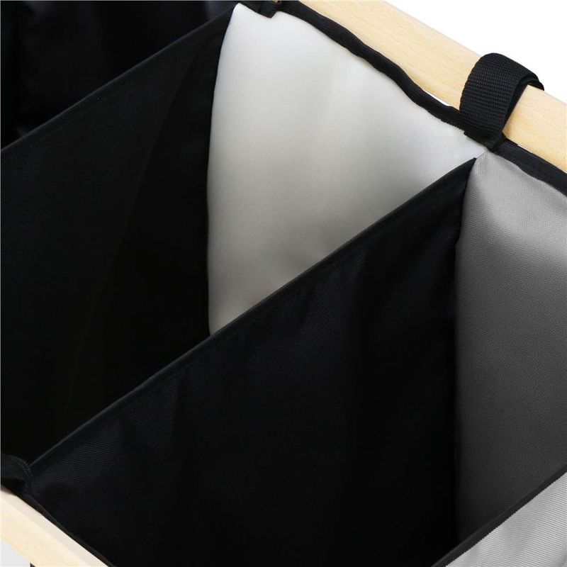 Market - Spalare si intretinere rufe - Uscatoare de rufe si accesorii - Cos de rufe cu 3 compartimente, cadru din lemn, 67x42x57 cm, 105 litri - Infinity.ro