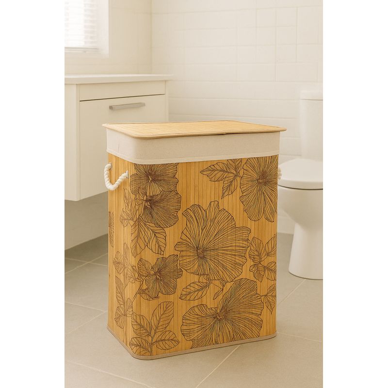 Market - Spalare si intretinere rufe - Uscatoare de rufe si accesorii - Cos rufe 5Five Blackflora, bambus, 60 litri, 42x31x51 cm, natur - Infinity.ro