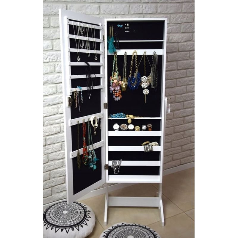 Casa si Gradina - Mobilier - Comode si corpuri - Masute de toaleta - Dulap de toaleta cu oglinda si spatiu de depozitare bijuterii, 41x147cm, alb - Infinity.ro