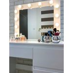 Casa si Gradina - Mobilier - Comode si corpuri - Masute de toaleta - Masa de toaleta si machiaj Hollywood Pro, alba, cu 4 sertare, oglinda si 12 LED-uri, 90x40x140 cm - Infinity.ro