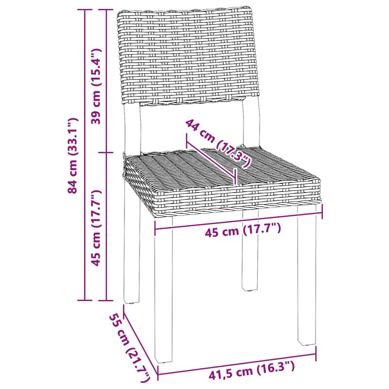 Casa si Gradina - Mobilier - Scaune si fotolii - Scaune - Scaune 2 pcs Gri Kubu, 45 x 55 x 84 cm, Ratan Kubu - Infinity.ro