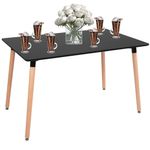 Casa si Gradina - Mobilier - Mese si birouri - Mese living - Masa dining bucatarie, dreptunghiulara, 120x80x74 cm, Blat MDF, Picioare lemn, Negru - Infinity.ro