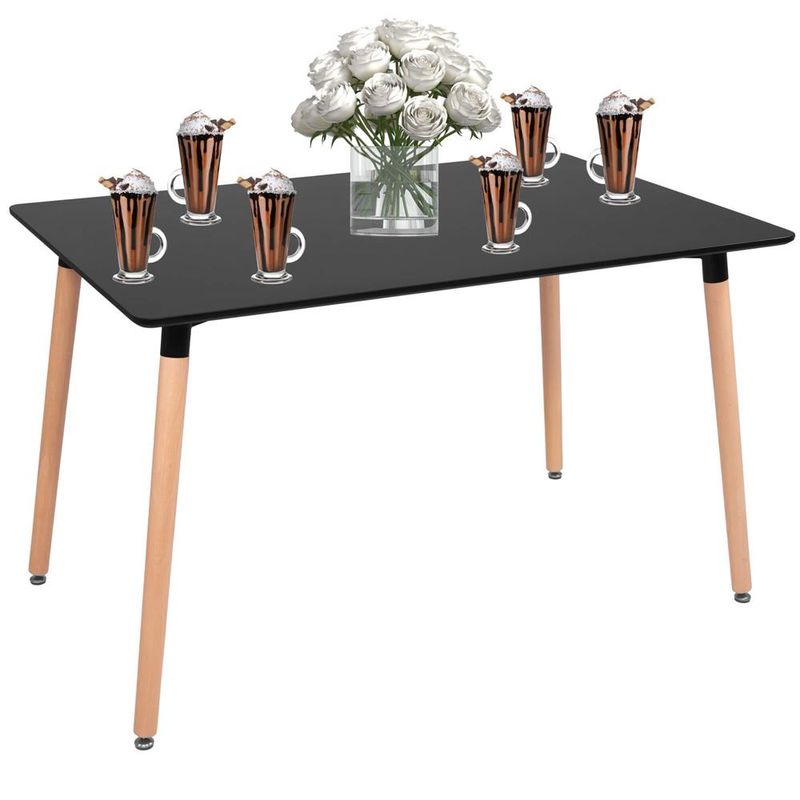 Casa si Gradina - Mobilier - Mese si birouri - Mese living - Masa dining bucatarie, dreptunghiulara, 120x80x74 cm, Blat MDF, Picioare lemn, Negru - Infinity.ro