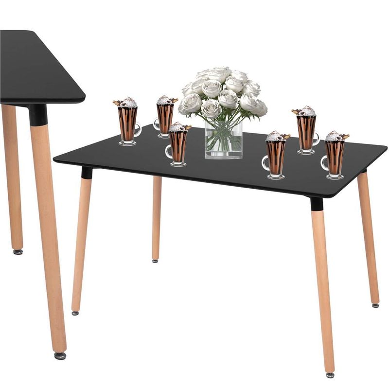 Casa si Gradina - Mobilier - Mese si birouri - Mese living - Masa dining bucatarie, dreptunghiulara, 120x80x74 cm, Blat MDF, Picioare lemn, Negru - Infinity.ro