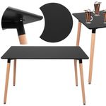 Casa si Gradina - Mobilier - Mese si birouri - Mese living - Masa dining bucatarie, dreptunghiulara, 120x80x74 cm, Blat MDF, Picioare lemn, Negru - Infinity.ro
