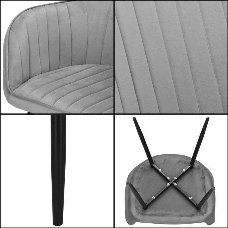 Casa si Gradina - Mobilier - Scaune si fotolii - Scaune - Scaun living tapitat, design modern, catifea, picioare metalice, 85x52x46 cm, gri - Infinity.ro