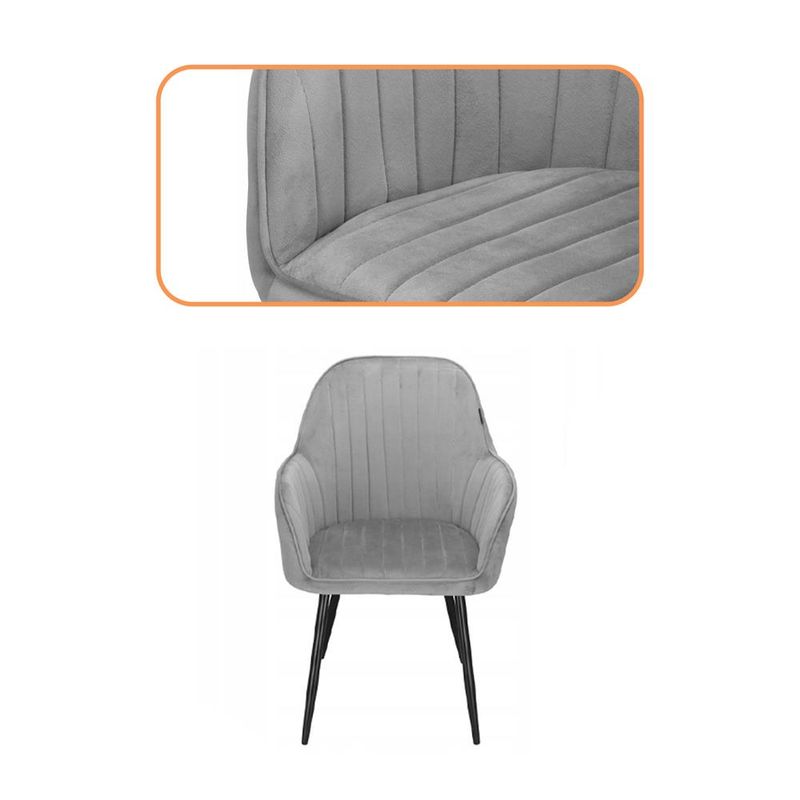 Casa si Gradina - Mobilier - Scaune si fotolii - Scaune - Scaun living tapitat, design modern, catifea, picioare metalice, 85x52x46 cm, gri - Infinity.ro