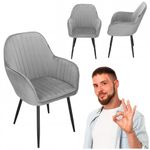 Casa si Gradina - Mobilier - Scaune si fotolii - Scaune - Scaun living tapitat, design modern, catifea, picioare metalice, 85x52x46 cm, gri - Infinity.ro
