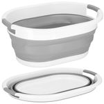 Market - Spalare si intretinere rufe - Uscatoare de rufe si accesorii - Cos de rufe pliabil tip lighean, cu manere, din plastic si silicon, 54x38x23cm, 24litri, gri - Infinity.ro