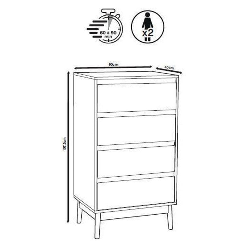 Casa si Gradina - Mobilier - Comode si corpuri - Noptiere - Noptiera Abana cu 4 sertare, PAL si MDF, 60x40x107 cm, bej - Infinity.ro