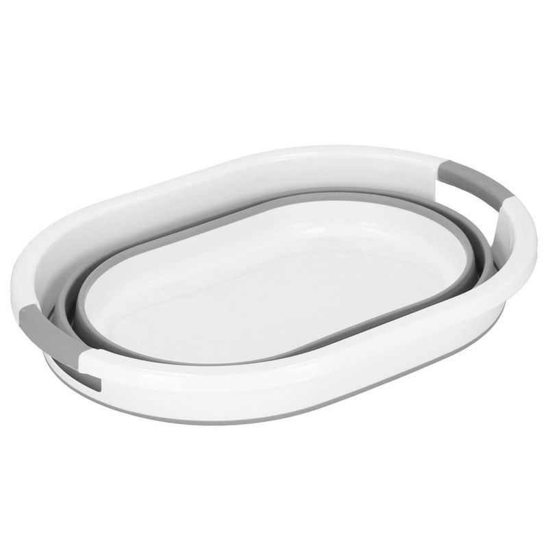 Market - Spalare si intretinere rufe - Uscatoare de rufe si accesorii - Cos de rufe pliabil tip lighean, cu manere, din plastic si silicon, 54x38x23cm, 24litri, gri - Infinity.ro