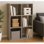 Casa si Gradina - Mobilier - Biblioteci si rafturi - Biblioteci - Etajera 5Five Mix n'Modul cu 6 compartimente, PAL, 68x32x101 cm, gri - Infinity.ro