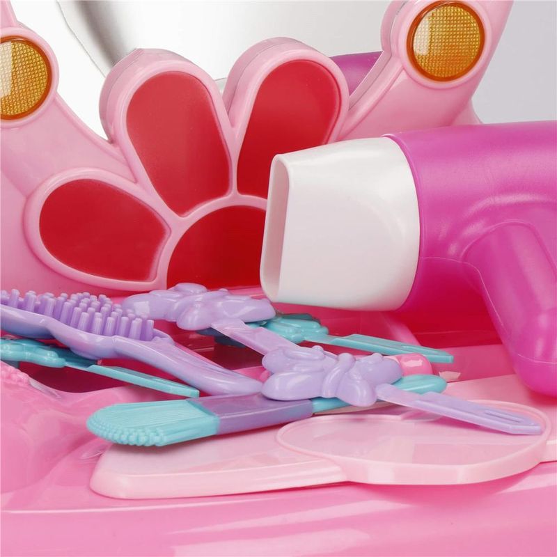 Casa si Gradina - Mobilier - Mobilier copii - Mobilier camera copiilor - Masa toaleta pentru copii, cu taburet, 19 accesorii joaca, din plastic, 37x20x60 cm, roz - Infinity.ro