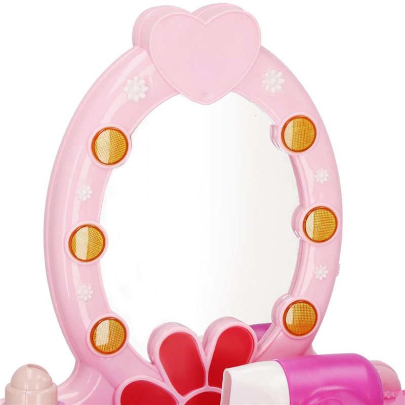 Casa si Gradina - Mobilier - Mobilier copii - Mobilier camera copiilor - Masa toaleta pentru copii, cu taburet, 19 accesorii joaca, din plastic, 37x20x60 cm, roz - Infinity.ro