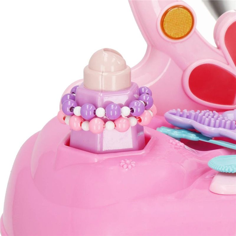 Casa si Gradina - Mobilier - Mobilier copii - Mobilier camera copiilor - Masa toaleta pentru copii, cu taburet, 19 accesorii joaca, din plastic, 37x20x60 cm, roz - Infinity.ro