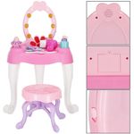 Casa si Gradina - Mobilier - Mobilier copii - Mobilier camera copiilor - Masa toaleta pentru copii, cu taburet, 19 accesorii joaca, din plastic, 37x20x60 cm, roz - Infinity.ro
