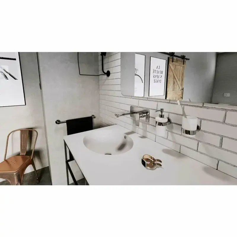 Casa si Gradina - Sanitare - Lavoar baie si accesorii - Baterii sanitare - Baterie lavoar incastrata crom cu pipa 18 cm Ferro Square - Infinity.ro