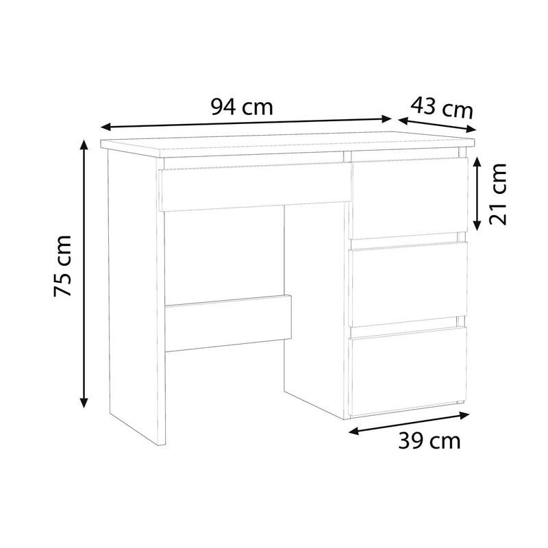 Casa si Gradina - Mobilier - Mese si birouri - Birouri - Birou calculator Beta 3 cu 4 sertare, 94x43x75 cm, finisaj sonoma - Infinity.ro