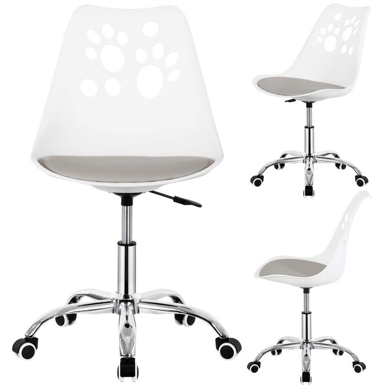 Casa si Gradina - Mobilier - Scaune si fotolii - Scaune - Scaun birou ergonomic, cu sezut din spuma, reglabil pe inaltime, maxim 120 kg, 90x49x48 cm, alb si gri - Infinity.ro